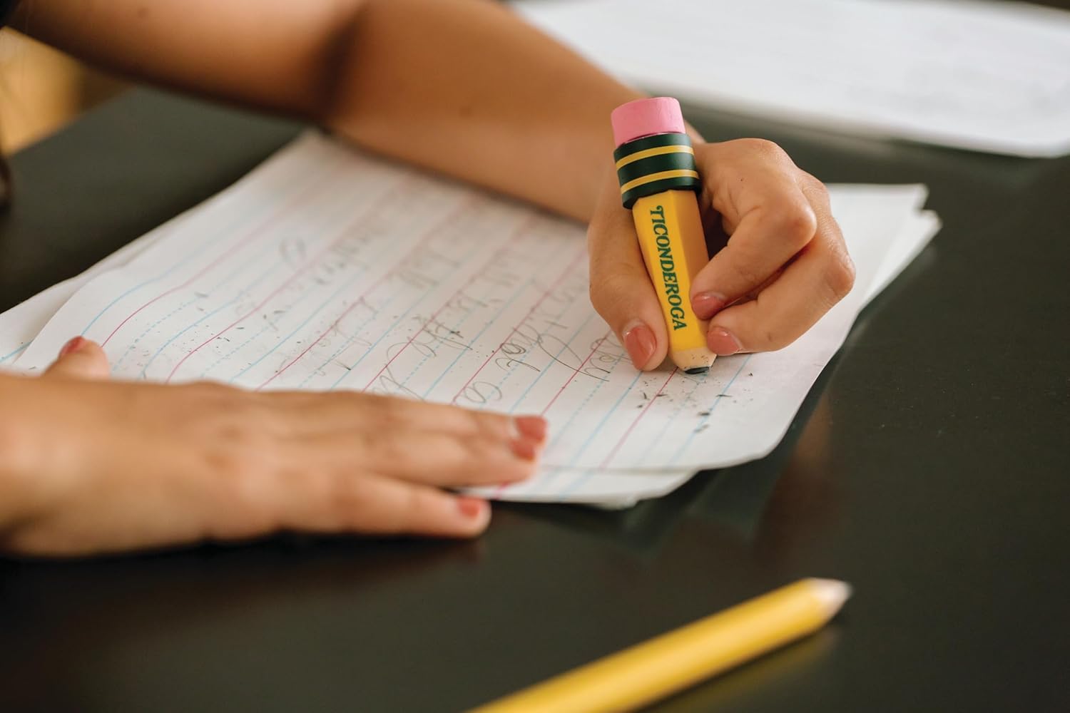 Premium Pencil-Shaped Erasers - Latex-Free, Vibrant Yellow, Set of 3 for Effortless Corrections