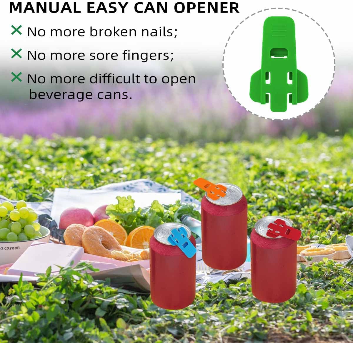6-Pack Manual Can Opener Set with Colorful Beverage Can Covers - Easy-to-Use Soda and Beer Can Tab Protectors