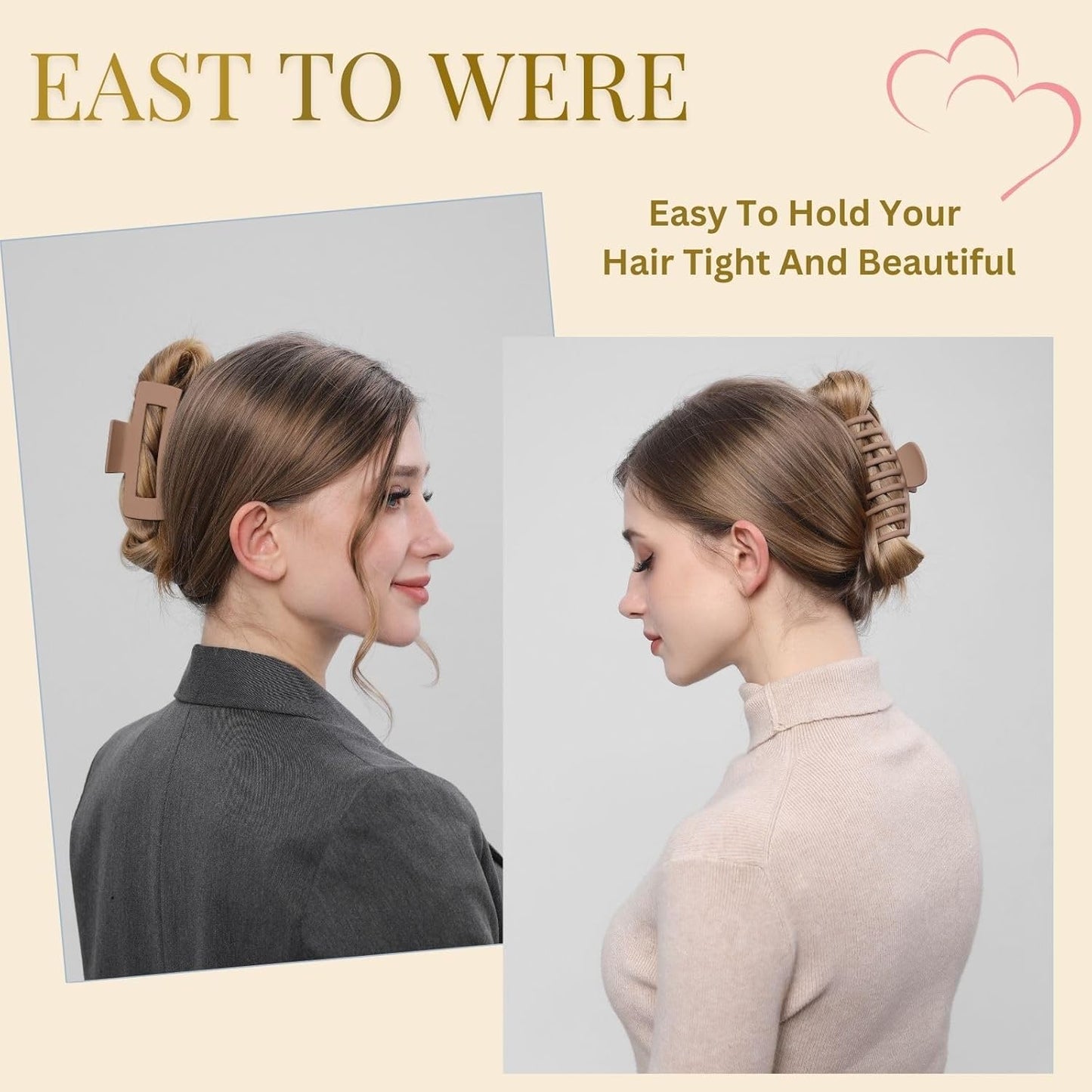 Elevate Your Style with Our Stylish Large Hair Claw Clips - Strong Hold Matte Banana Clips for Every Hair Type in Chic Neutral Shades