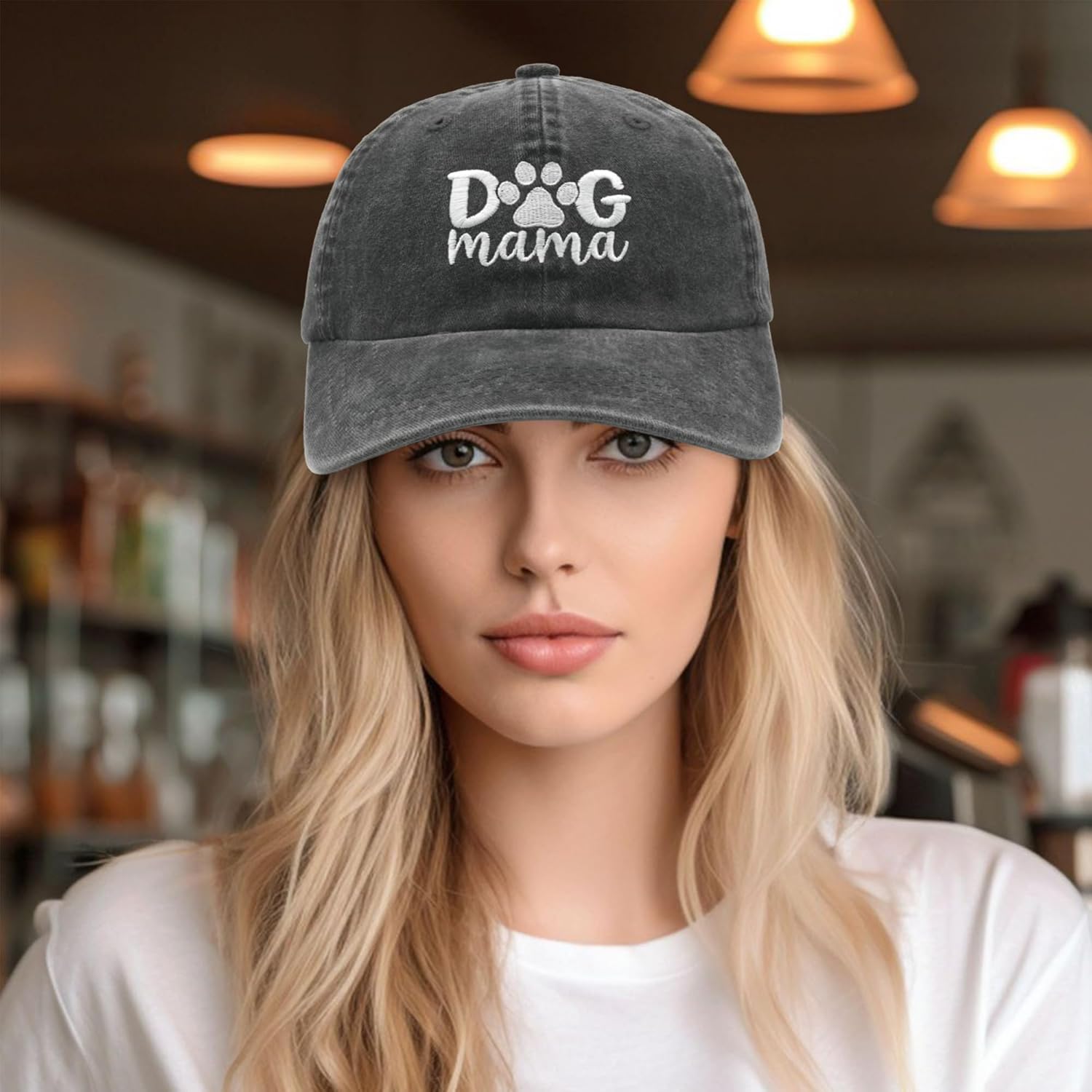 Stylish Black Baseball Cap for Dog Lovers - Adjustable Dog Mama Hat