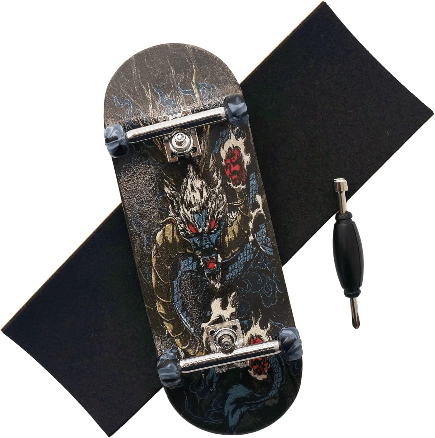 Unleash Your Skills with the Professional 34mm Dragon Design Wooden Fingerboard Featuring CNC Swirl Wheels