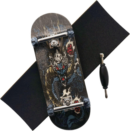 Unleash Your Skills with the Professional 34mm Dragon Design Wooden Fingerboard Featuring CNC Swirl Wheels