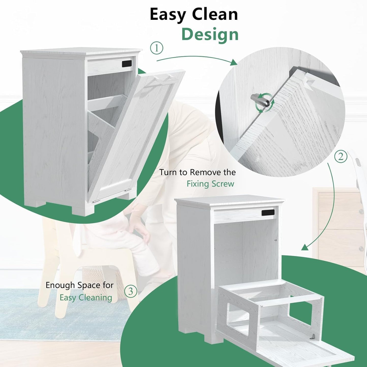 Elegant Wooden Tilt-Out Trash Cabinet with Hidden 10-Gallon Bin - Perfect for Your Kitchen, Living Room, and Bathroom