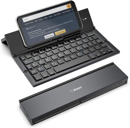 Sleek and Portable Foldable Bluetooth Keyboard - Perfect for iPhone, iPad, Tablets, and Smartphones (Black)