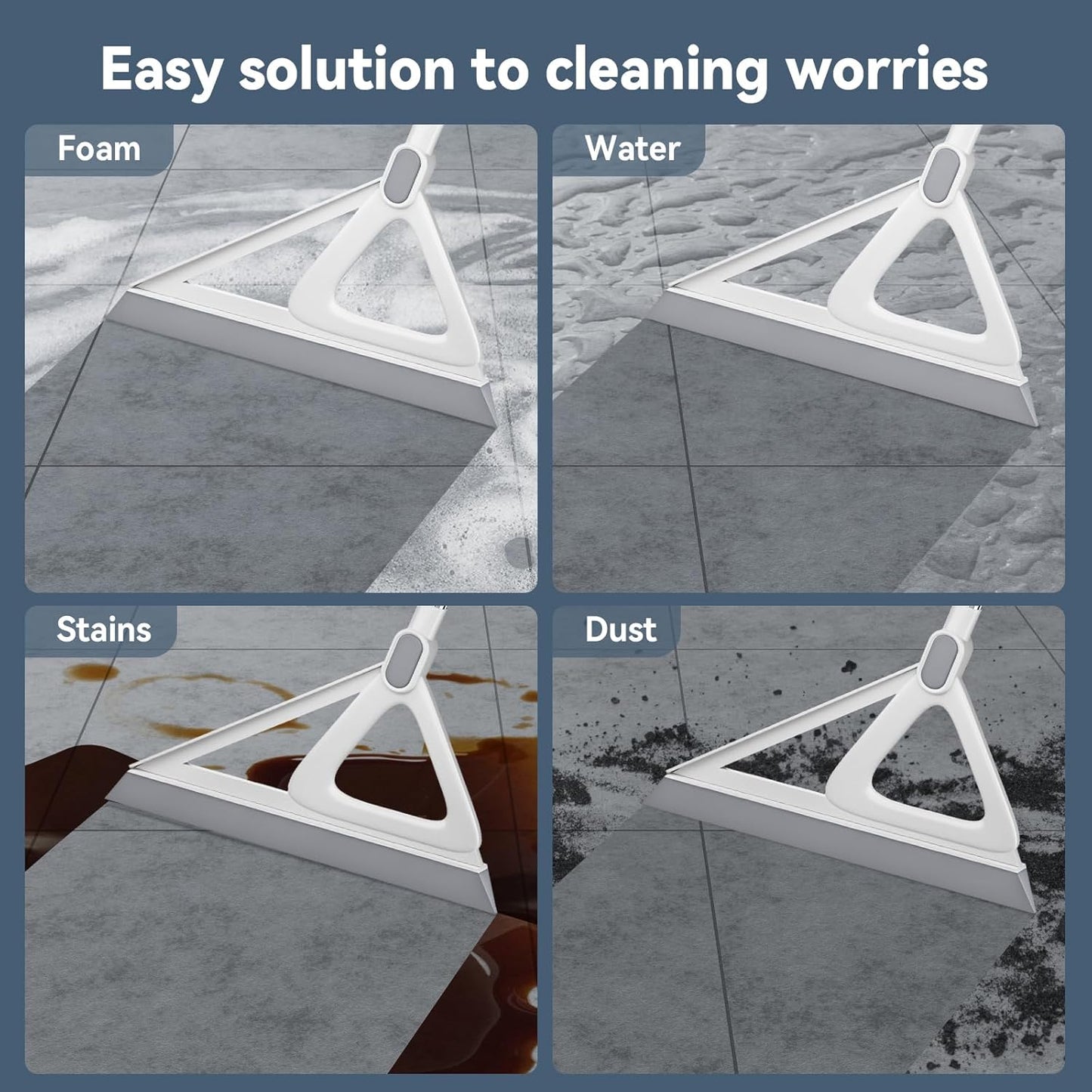 Transform Your Cleaning Routine with the 54-Inch Multifunctional Rubber Silicone Broom and Squeegee - Ideal for Effortless Living Room, Kitchen, and Bathroom Care in Stylish Gray