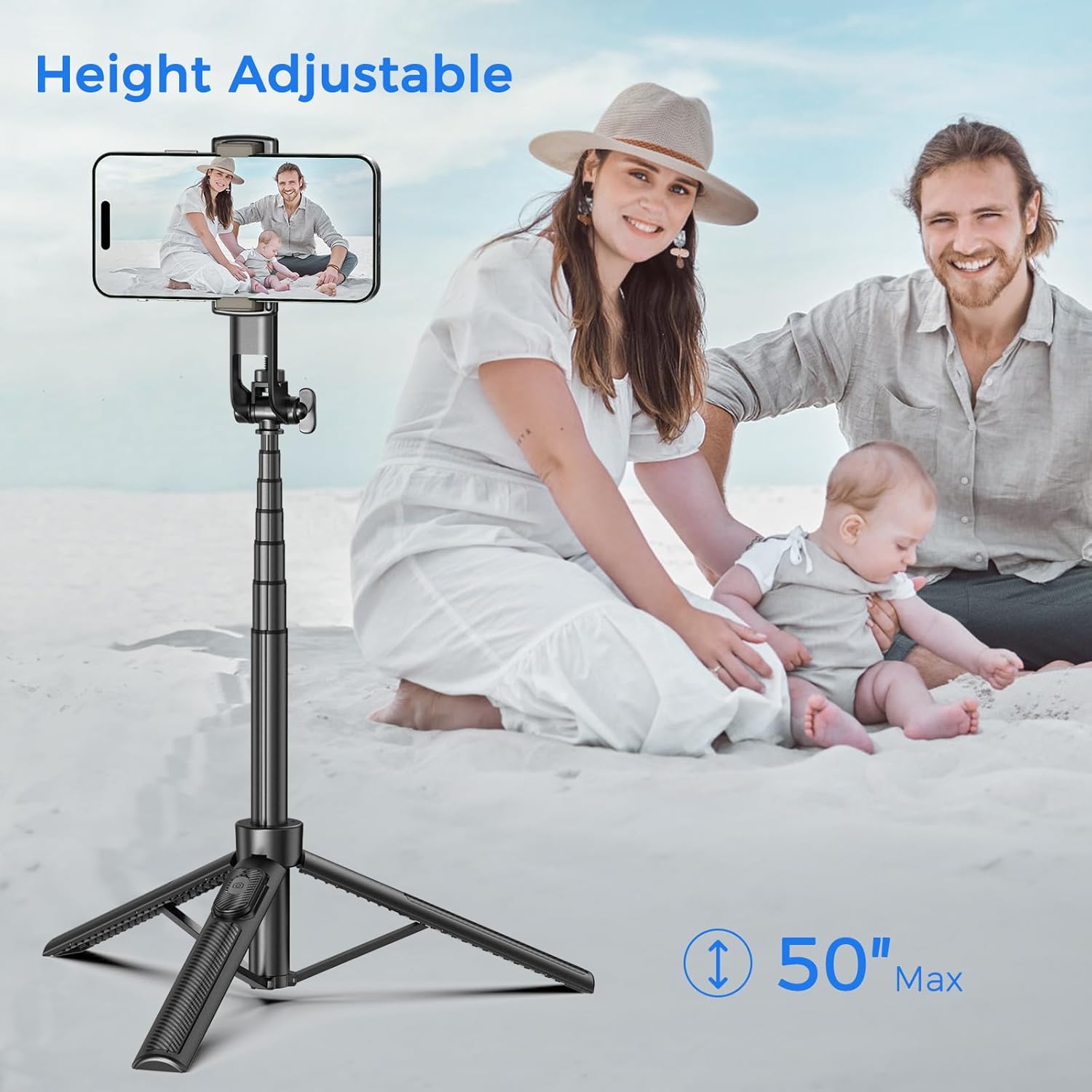 Versatile 50-Inch Extendable Selfie Stick Tripod with Wireless Remote for Smartphones - Perfect for Capturing Stunning Photos and Videos
