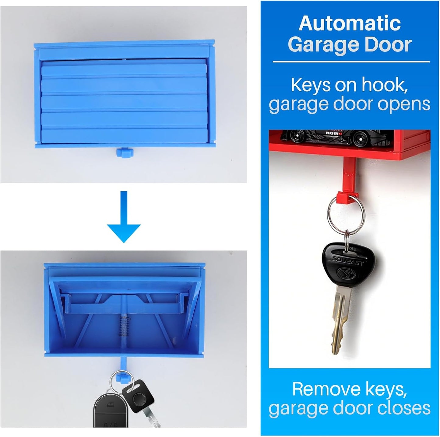 Transform Your Space with the 2-Pack Wall-Mounted Car Key Holder – Fun 3D Garage Design for Easy Key Organization in Red and Blue!