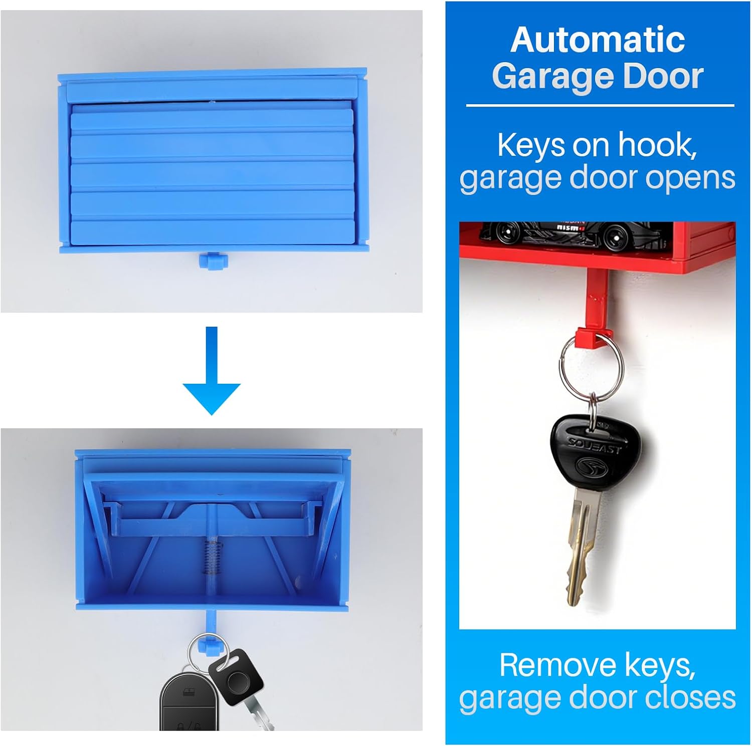 Transform Your Space with the 2-Pack Wall-Mounted Car Key Holder – Fun 3D Garage Design for Easy Key Organization in Red and Blue!