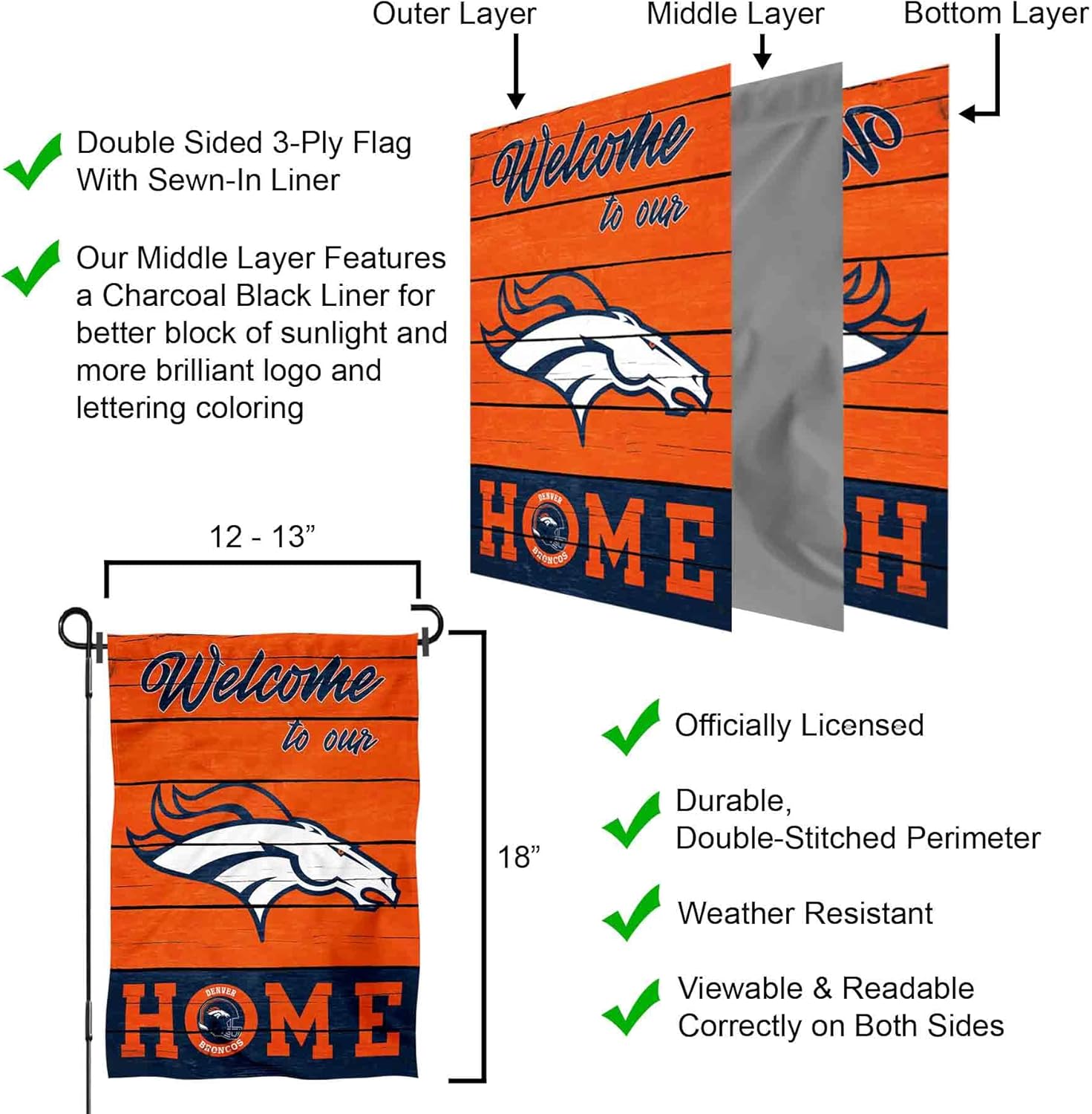 Show Your Team Spirit with the Denver Broncos Double-Sided Garden Flag - Perfect for Any Outdoor Space!