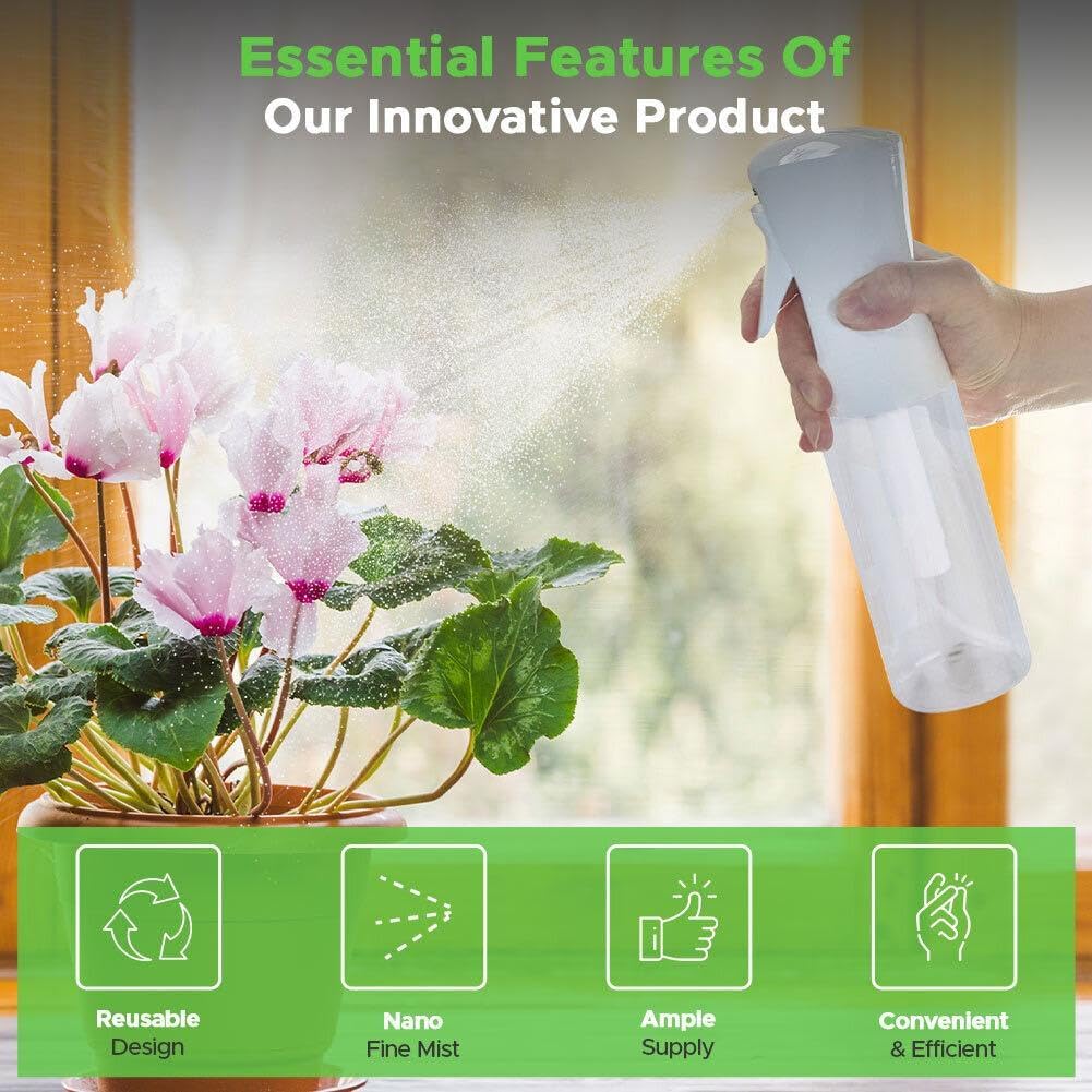 Elevate Your Routine with the VIGOR PATH Continuous Mist Spray Bottle - The Ultimate Eco-Friendly 10 Oz Fine Mist Sprayer for Hair, Plants, and Cleaning!