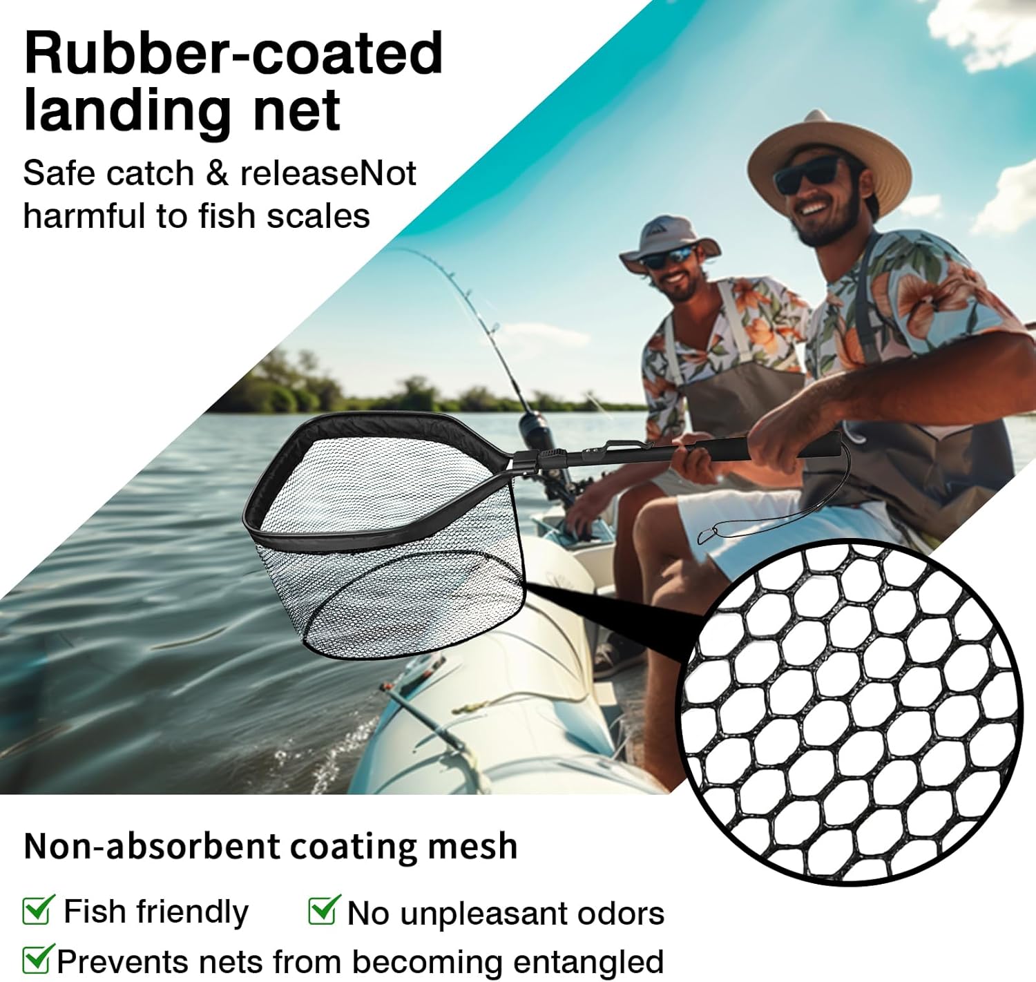 Ultimate Floating Fishing Net - Lightweight, Foldable Nylon Mesh for Effortless Trout Catching & Safe Release