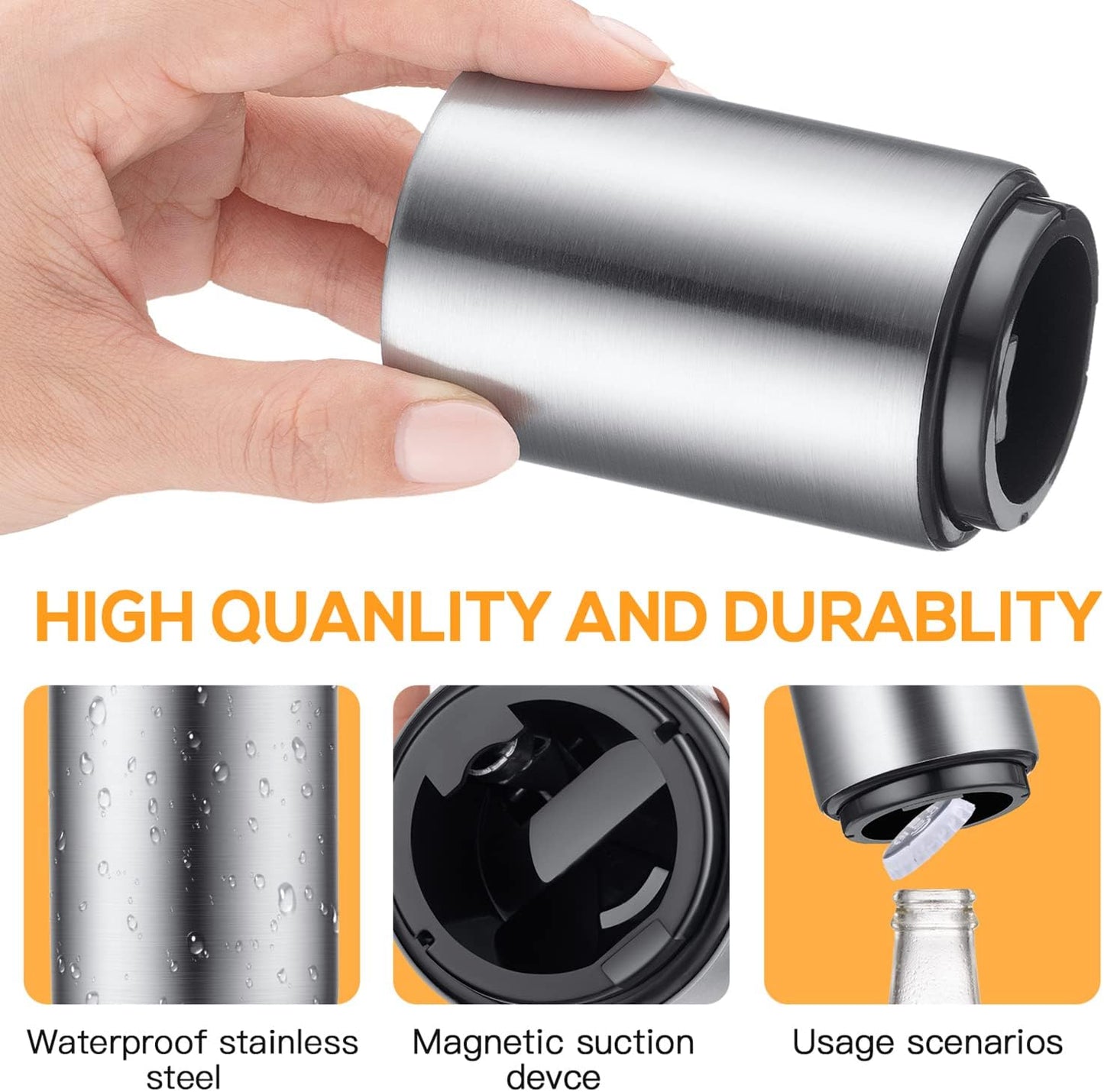 Effortless Premium Stainless Steel Automatic Beer Bottle Opener - Compact & Durable Tool for Home, Bars, and Outdoor Adventures