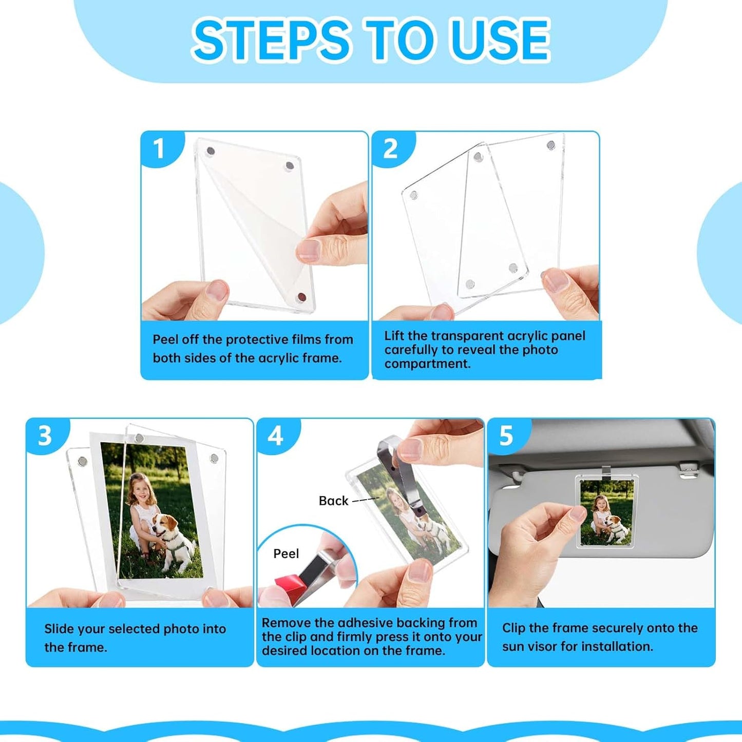 Transform Your Car with Stylish Magnetic Photo Holders - Capture Memories On-The-Go (2 Pack)