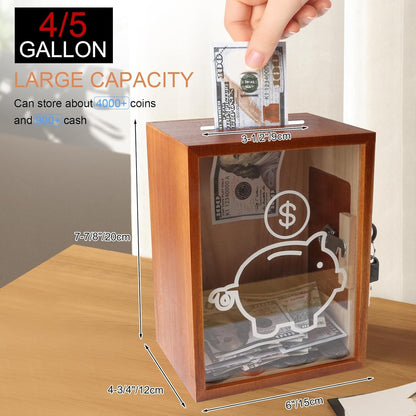 Discover the Ultimate Savings Solution: The Stylish Large Clear Piggy Bank - Perfect for All Ages in Brown