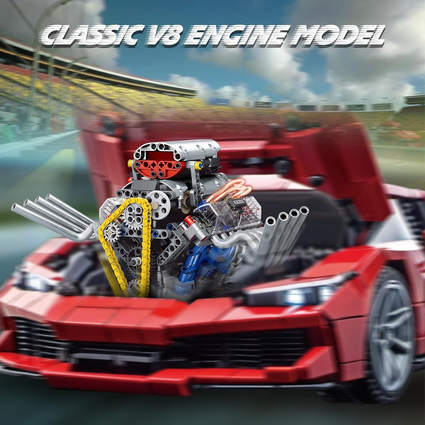 Unleash Your Inner Engineer with the Ultimate Build Your Own V8 Engine Set - 665 Pieces of Fun and Learning!