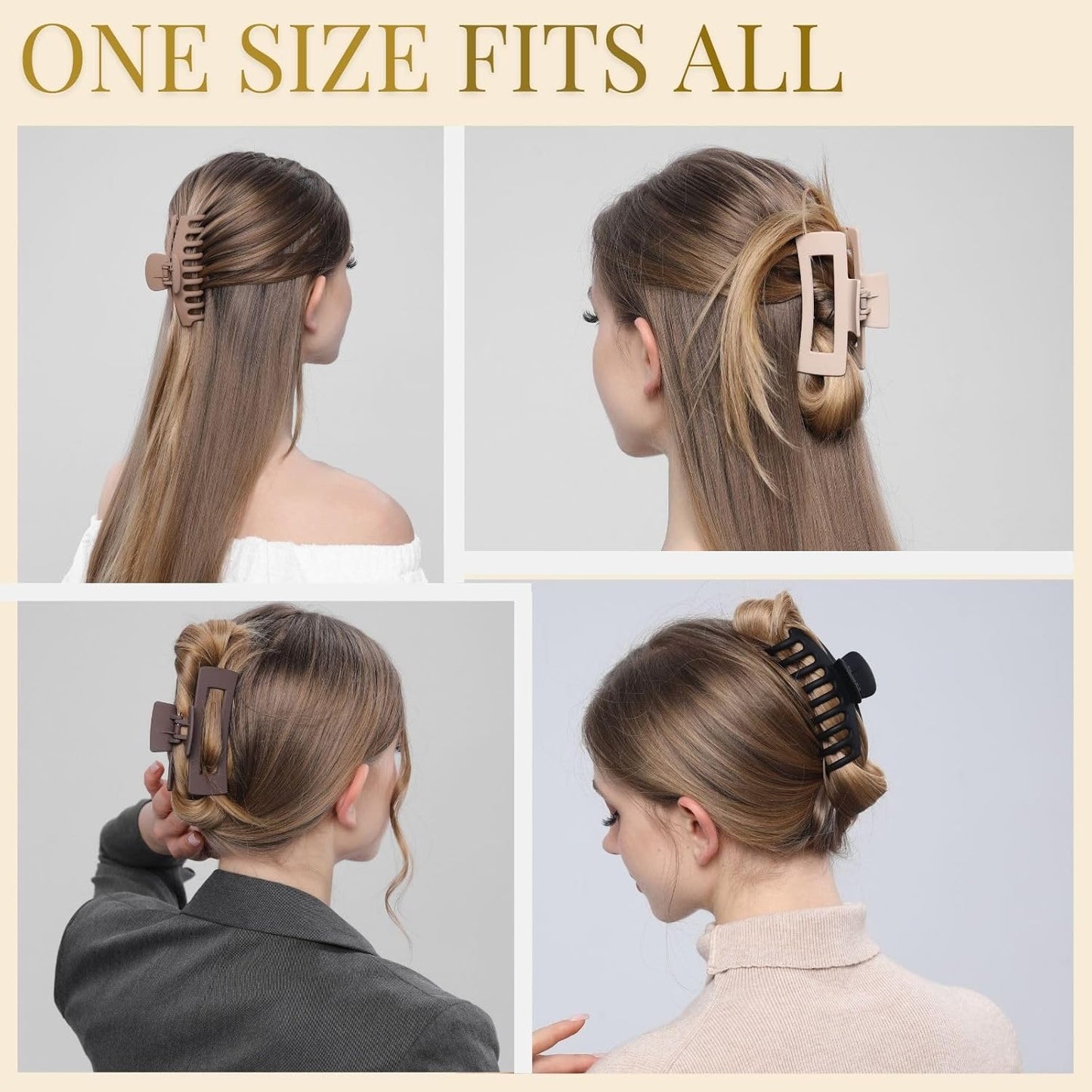 Elevate Your Style with Our Stylish Large Hair Claw Clips - Strong Hold Matte Banana Clips for Every Hair Type in Chic Neutral Shades