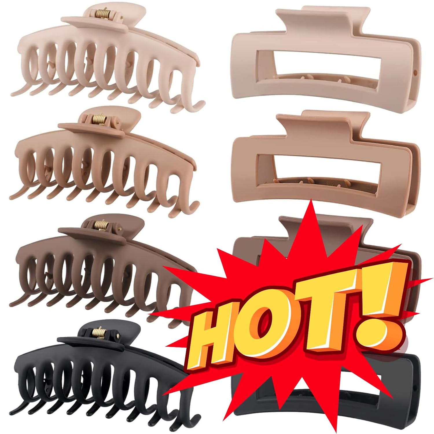 Elevate Your Style with Our Stylish Large Hair Claw Clips - Strong Hold Matte Banana Clips for Every Hair Type in Chic Neutral Shades