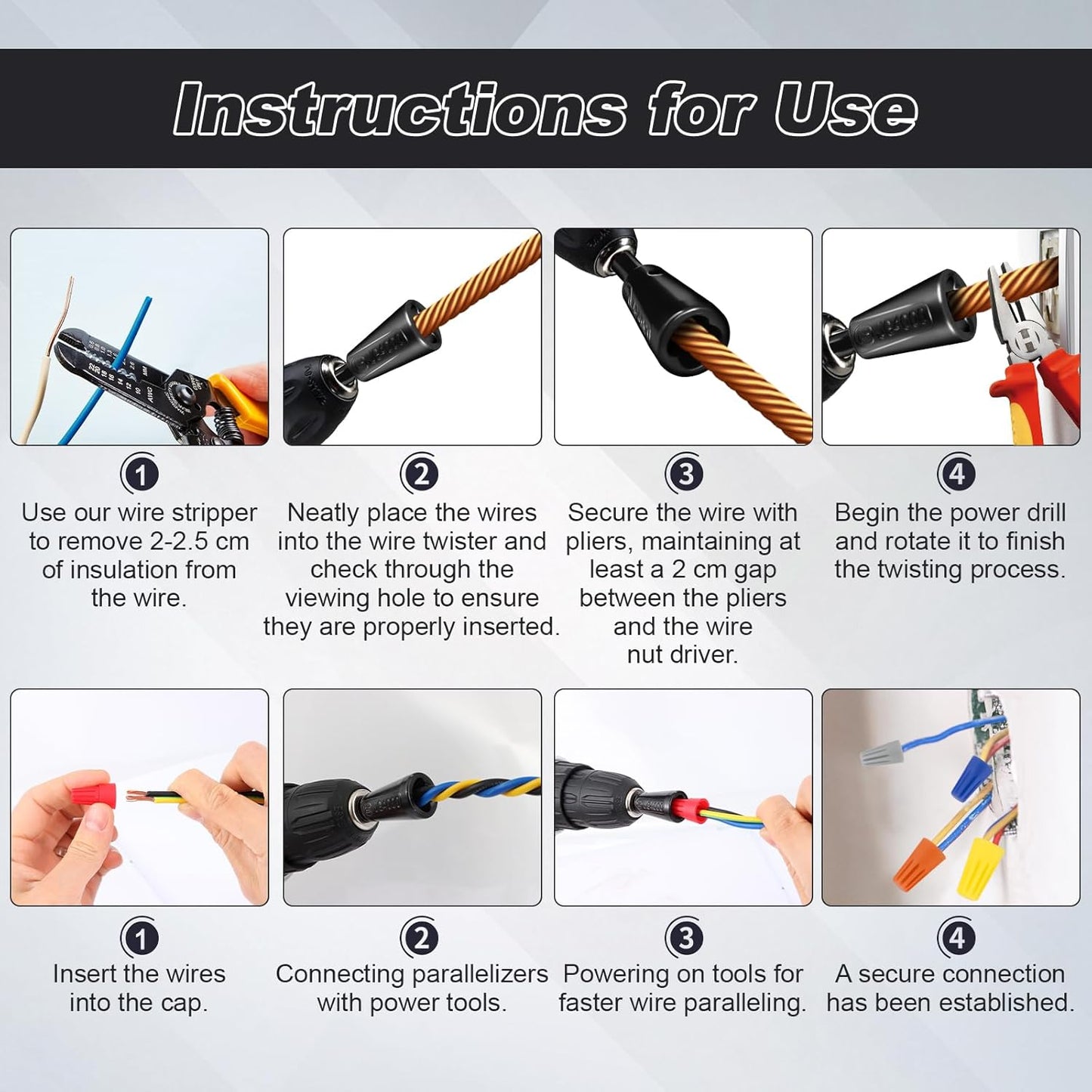 Revolutionize Your Wiring Projects with Our 4-Piece Multifunctional Wire Twister Tool Set - Lightweight, Efficient, and Compatible with 8 to 24 AWG!