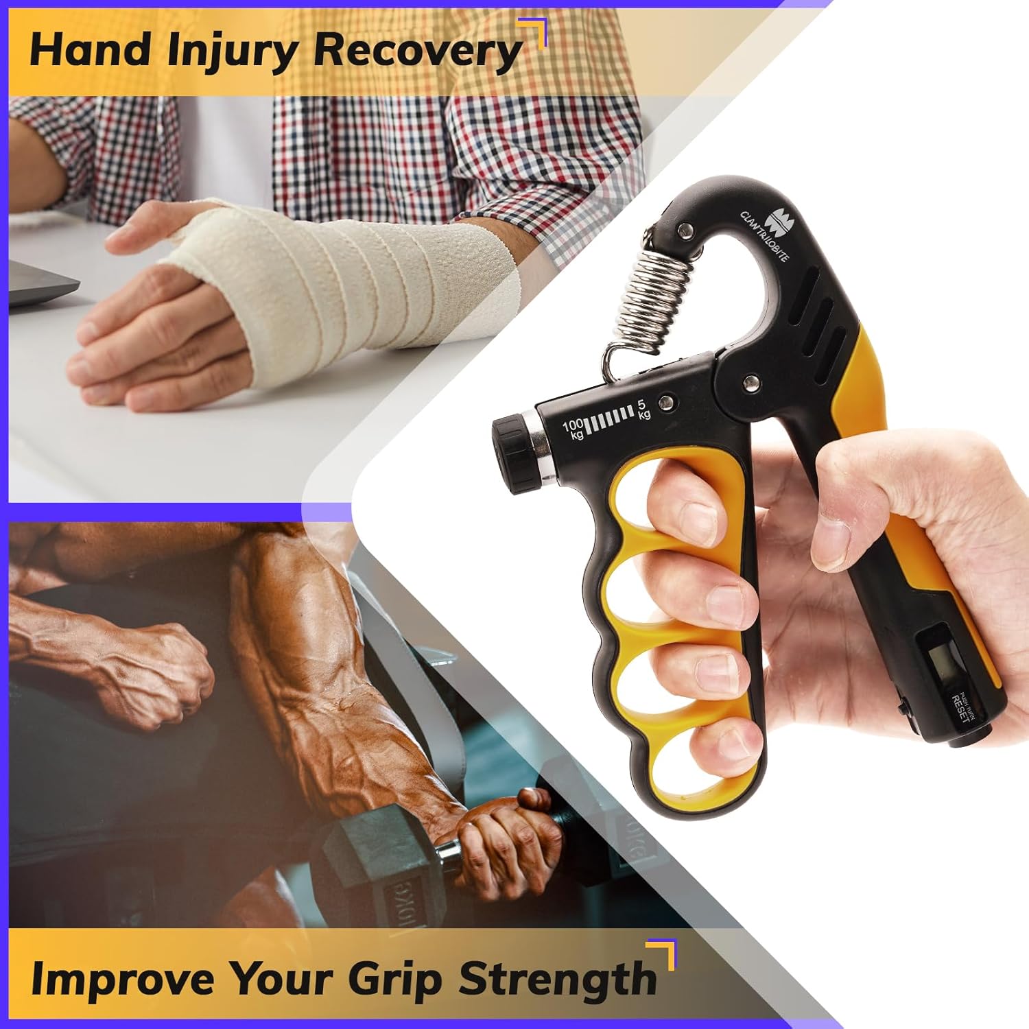 Ultimate Adjustable Grip Strength Trainer with Digital Counter - Enhance Your Forearm & Wrist Strength with 11-220 lbs of Customizable Resistance for Effective Hand Recovery and Fitness Training