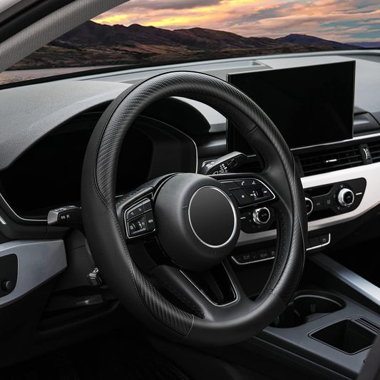 Upgrade Your Drive with Our Premium Soft Microfiber Leather Anti-Slip Steering Wheel Cover - Universal 15 Inch Fit for Sedans, SUVs, Vans, and Trucks - Sleek Black Design for Ultimate Comfort and Control