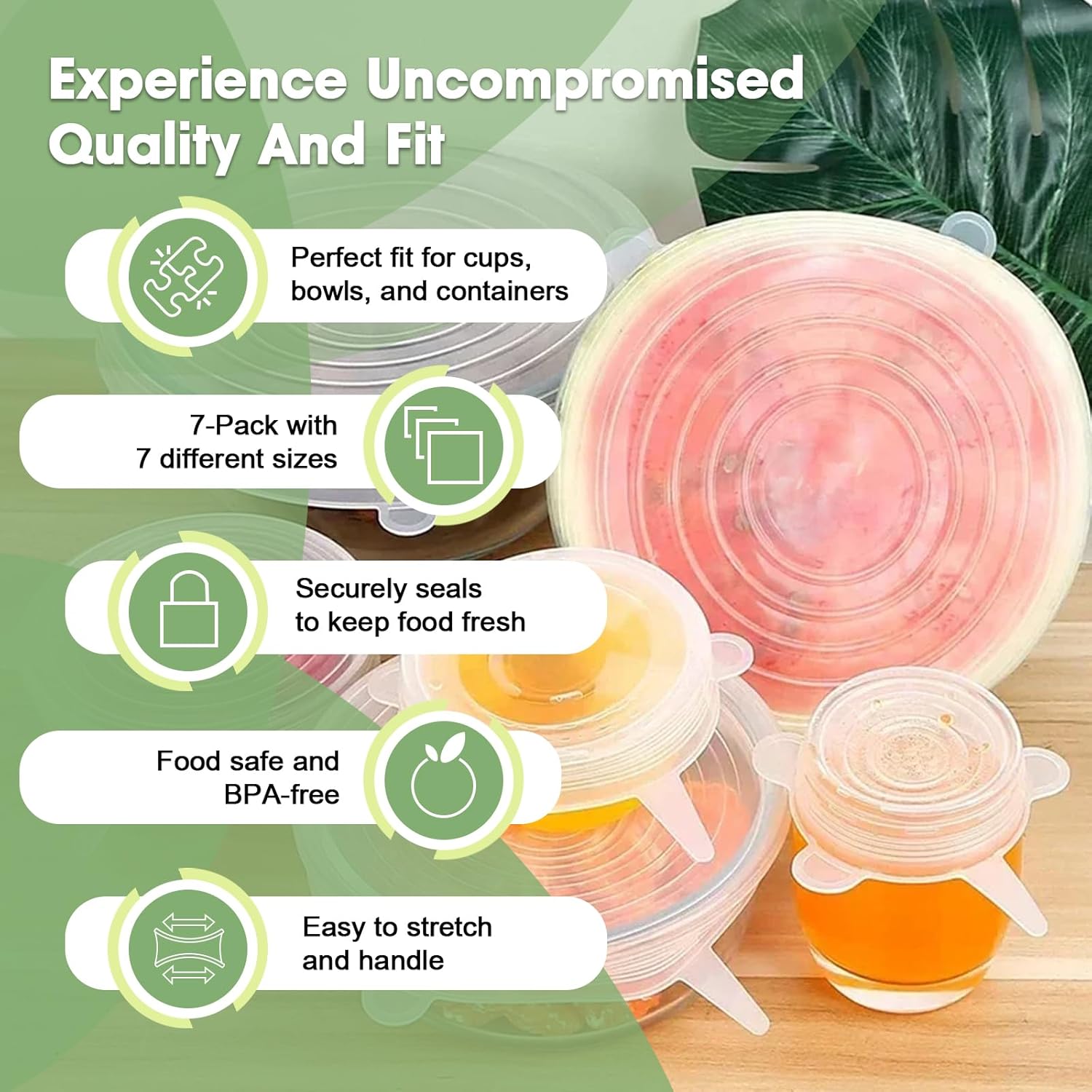 Transform Your Food Storage with Our Premium 7-Piece Reusable Silicone Stretch Lids – Perfect for All Containers!
