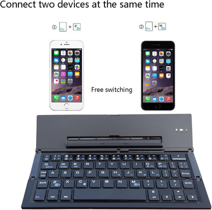 Sleek and Portable Foldable Bluetooth Keyboard - Perfect for iPhone, iPad, Tablets, and Smartphones (Black)