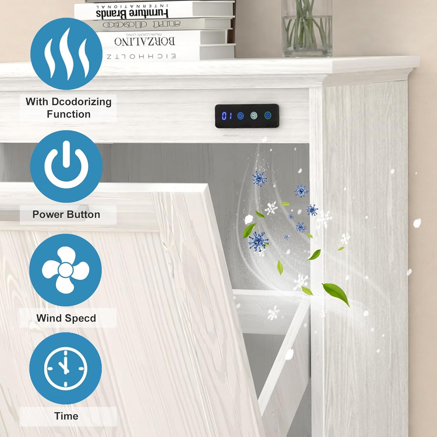 Elegant Wooden Tilt-Out Trash Cabinet with Hidden 10-Gallon Bin - Perfect for Your Kitchen, Living Room, and Bathroom