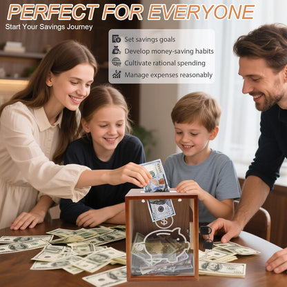 Discover the Ultimate Savings Solution: The Stylish Large Clear Piggy Bank - Perfect for All Ages in Brown