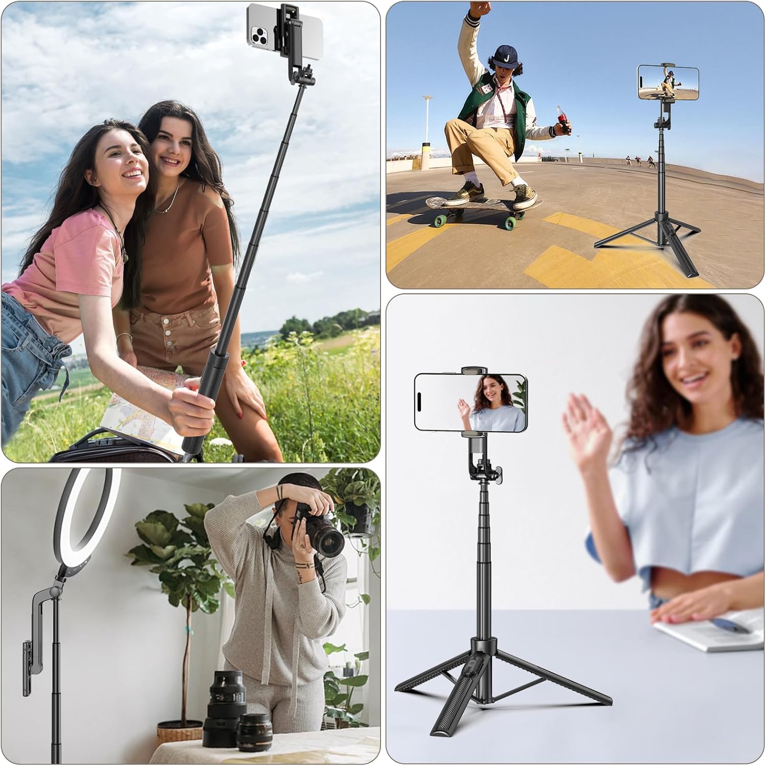Versatile 50-Inch Extendable Selfie Stick Tripod with Wireless Remote for Smartphones - Perfect for Capturing Stunning Photos and Videos