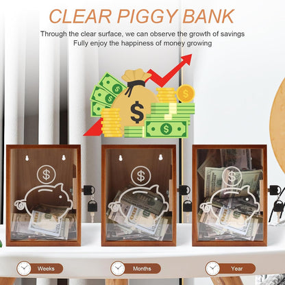 Discover the Ultimate Savings Solution: The Stylish Large Clear Piggy Bank - Perfect for All Ages in Brown