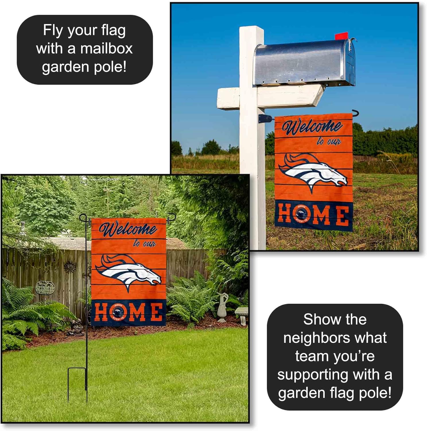 Show Your Team Spirit with the Denver Broncos Double-Sided Garden Flag - Perfect for Any Outdoor Space!