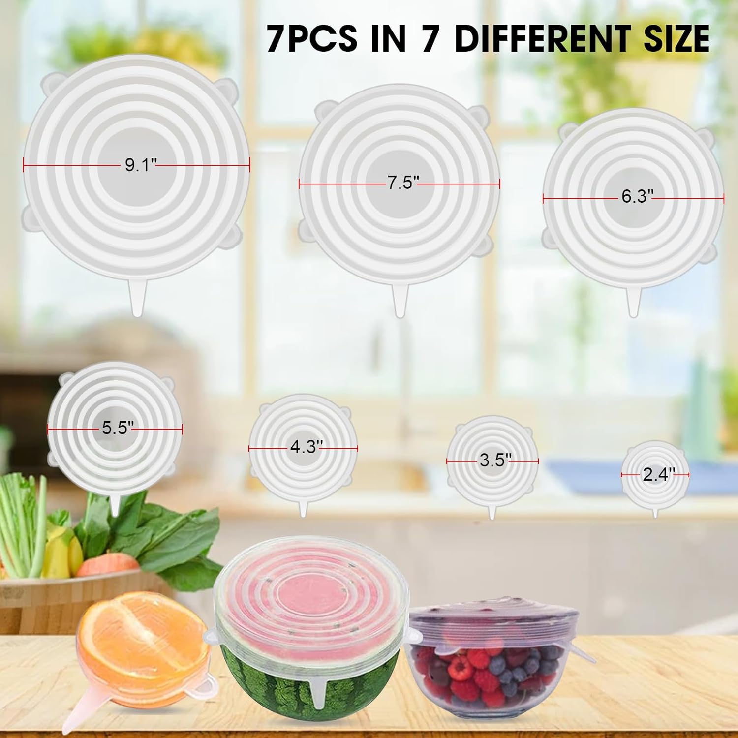 Transform Your Food Storage with Our Premium 7-Piece Reusable Silicone Stretch Lids – Perfect for All Containers!