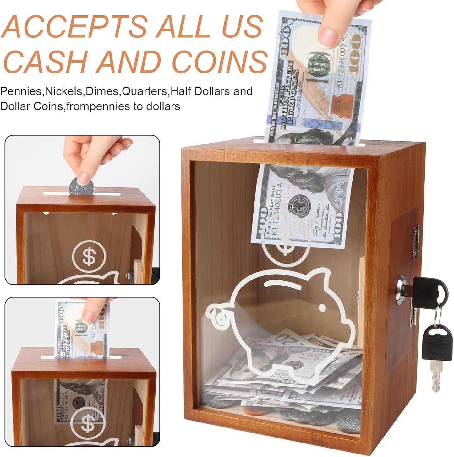Discover the Ultimate Savings Solution: The Stylish Large Clear Piggy Bank - Perfect for All Ages in Brown