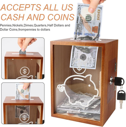 Discover the Ultimate Savings Solution: The Stylish Large Clear Piggy Bank - Perfect for All Ages in Brown