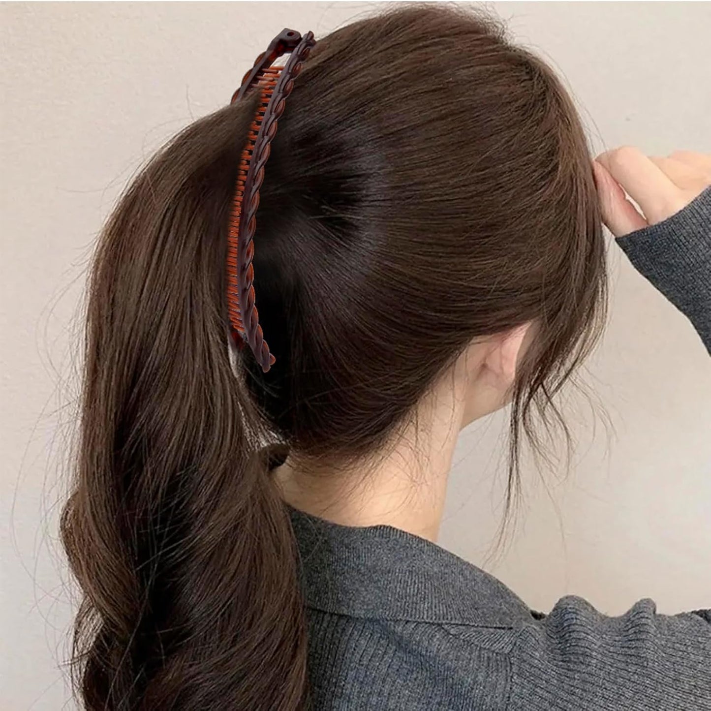 Elevate Your Style with the Set of 3 Classic Double Banana Hair Clips - Large Non-Slip Claw Accessories in Black, Brown, and Glossy Brown!