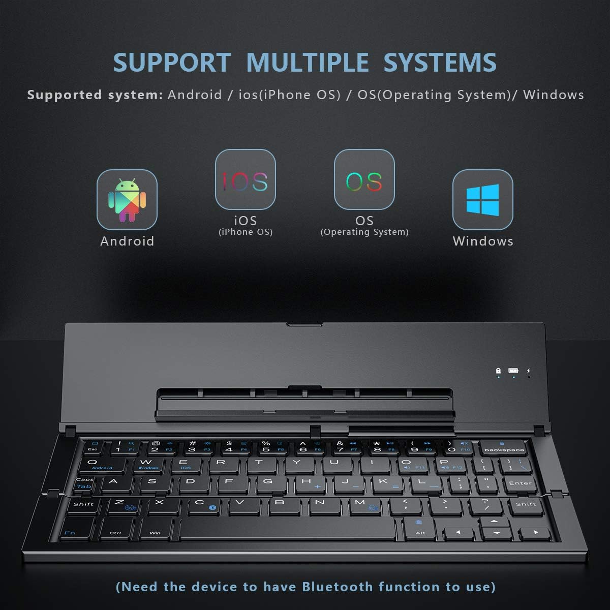 Sleek and Portable Foldable Bluetooth Keyboard - Perfect for iPhone, iPad, Tablets, and Smartphones (Black)
