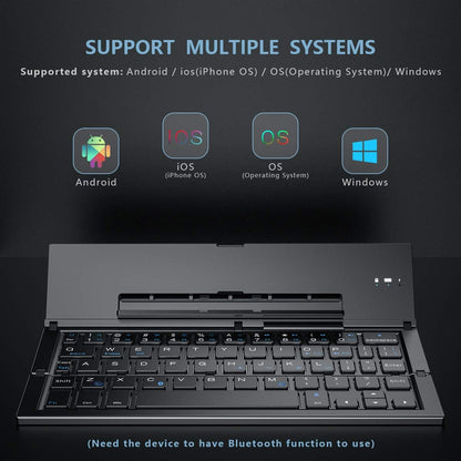 Sleek and Portable Foldable Bluetooth Keyboard - Perfect for iPhone, iPad, Tablets, and Smartphones (Black)