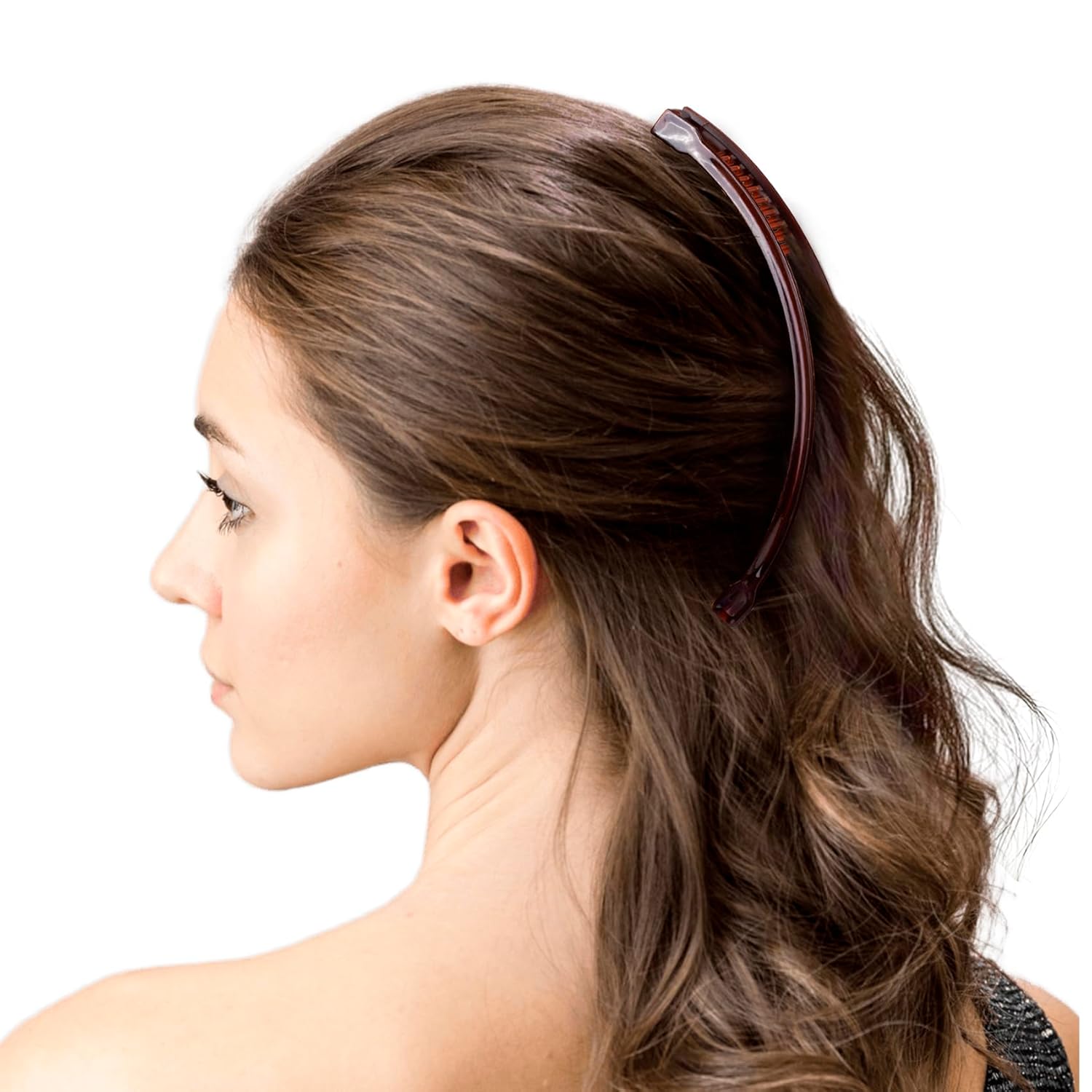 Elevate Your Style with the Set of 3 Classic Double Banana Hair Clips - Large Non-Slip Claw Accessories in Black, Brown, and Glossy Brown!