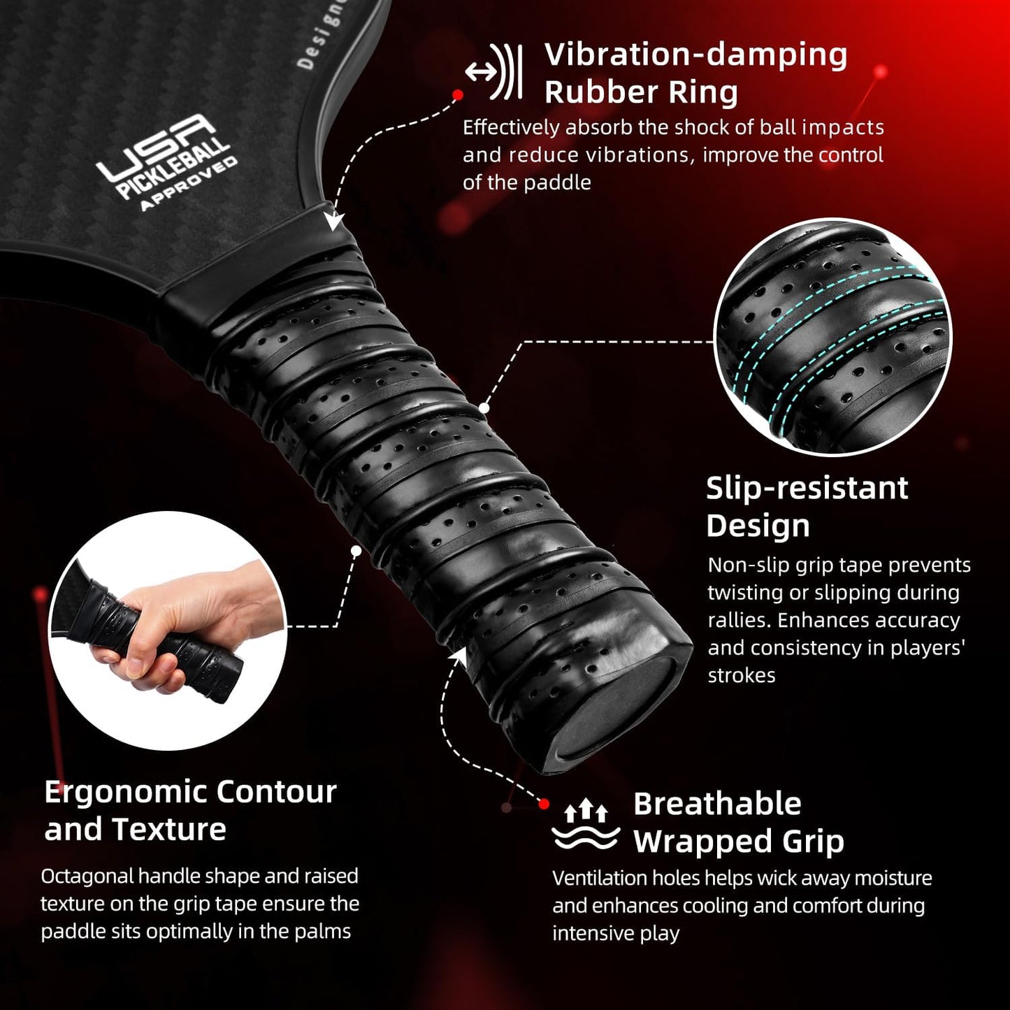 Elevate Your Game with the USAPA Certified Fiberglass Pickleball Paddle Set - Includes Lightweight Rackets, Four Balls, and Carry Bag for Ultimate Performance