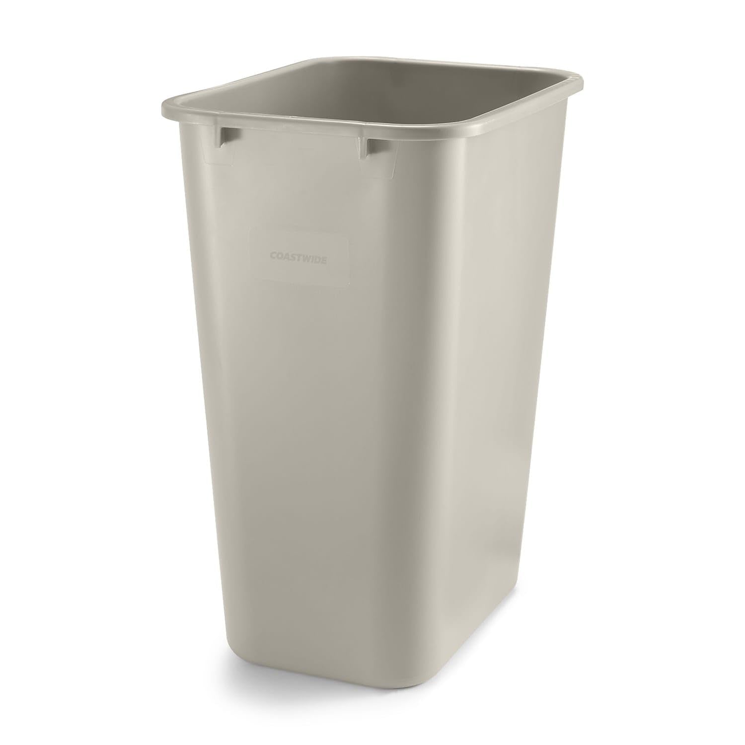 Effortlessly Maintain Cleanliness with the Coastwide Professional 10.25 Gallon Beige Soft Molded Wastebasket - Perfect for Offices and Commercial Spaces