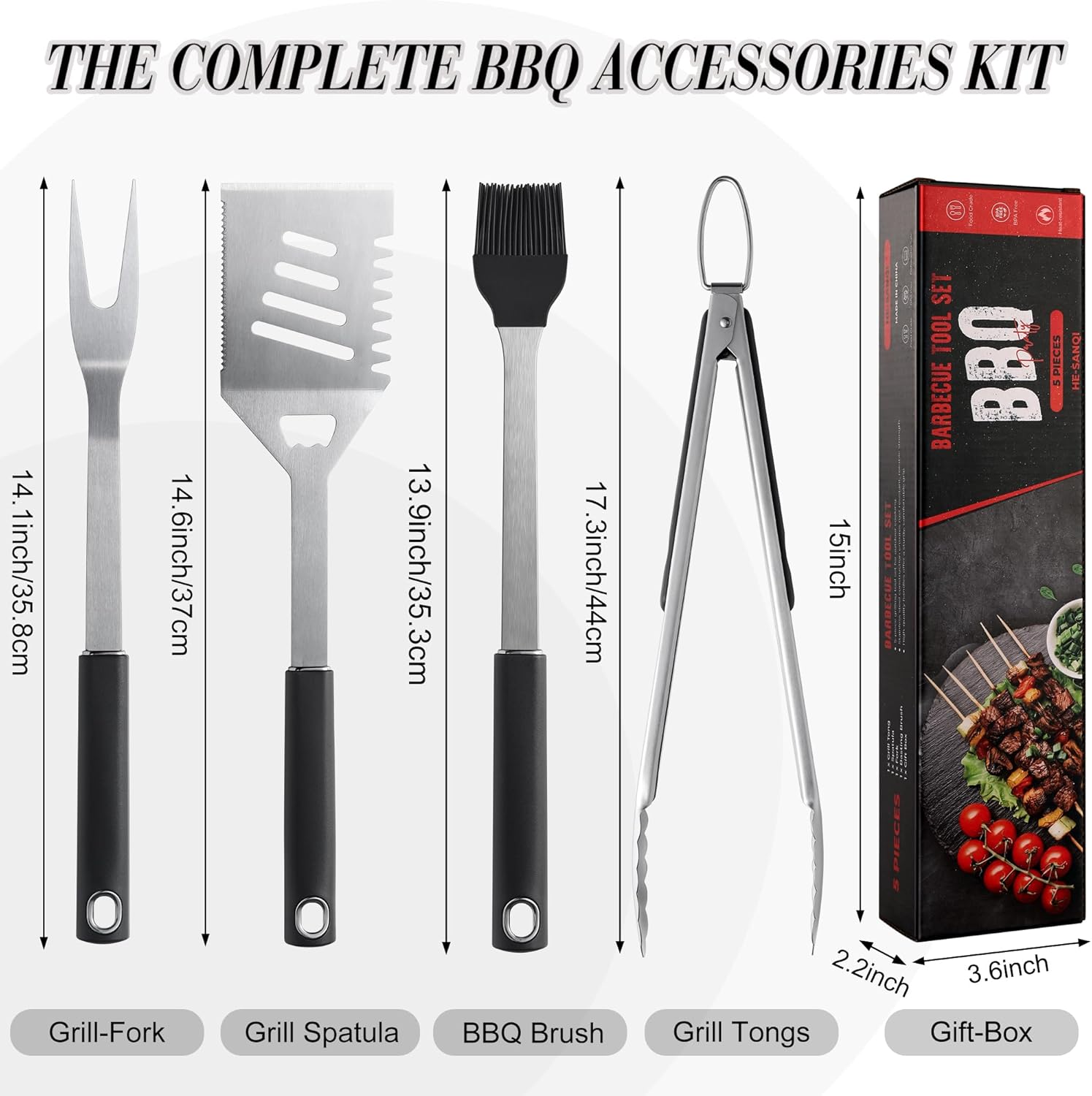 Ultimate Griddle Accessories Kit - Premium Stainless Steel 4-Piece Grill Tool Set with Spatula, Fork, Tongs, and Brush in Elegant Gift Box for Perfect Outdoor Barbecue and Home Grilling