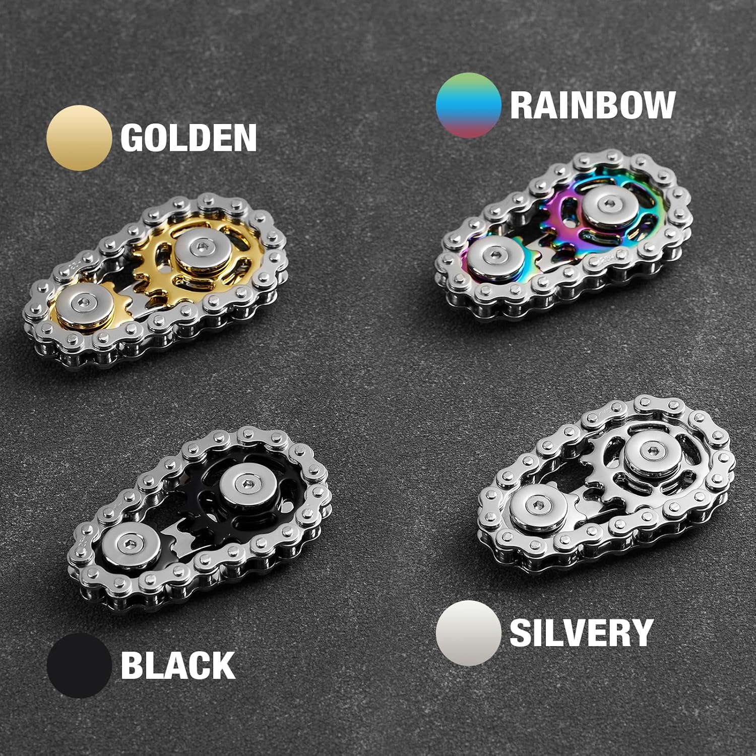 Elevate Your Focus with the Golden Metal Fidget Chain Hand Spinner - The Ultimate Stress Relief Companion for Work, Home, and Travel