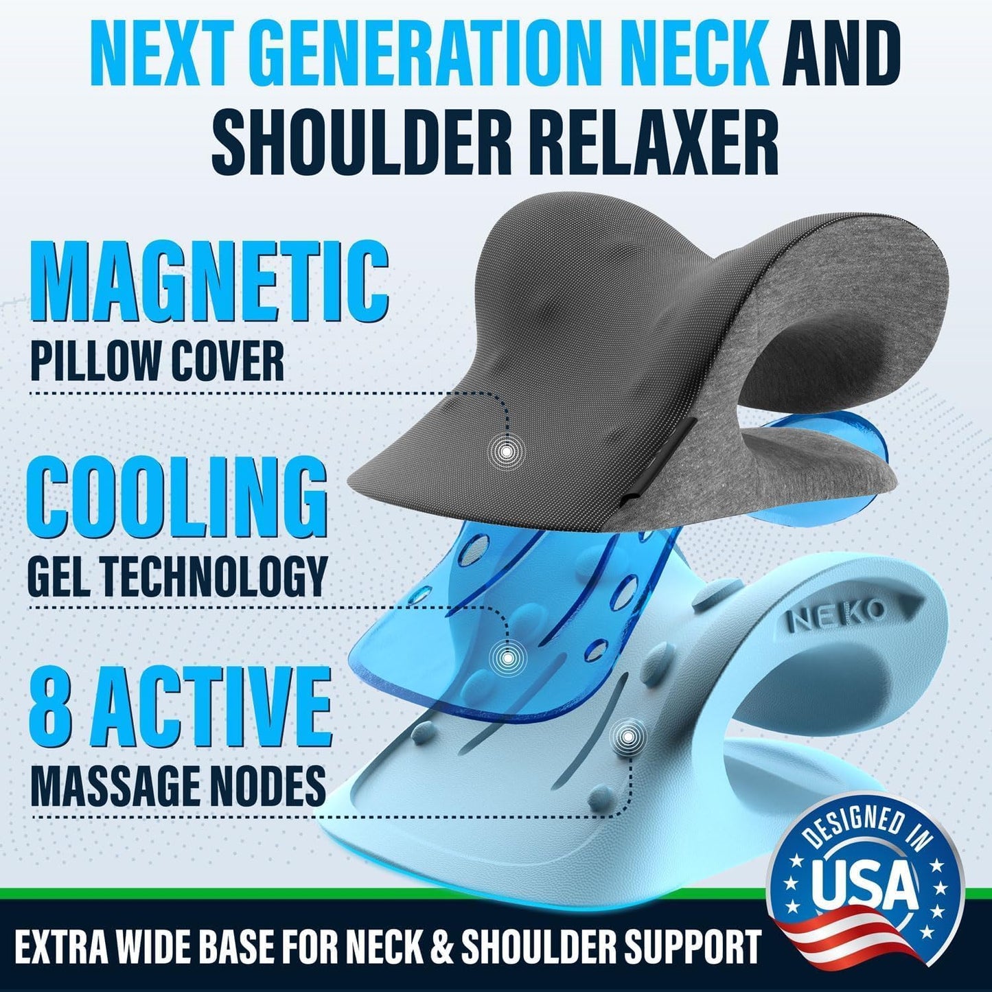 Revolutionary Cervical Traction Device with Cooling Gel and Magnetic Therapy for Ultimate Neck Pain Relief - 8 Massage Nodes and Support Pillows Included