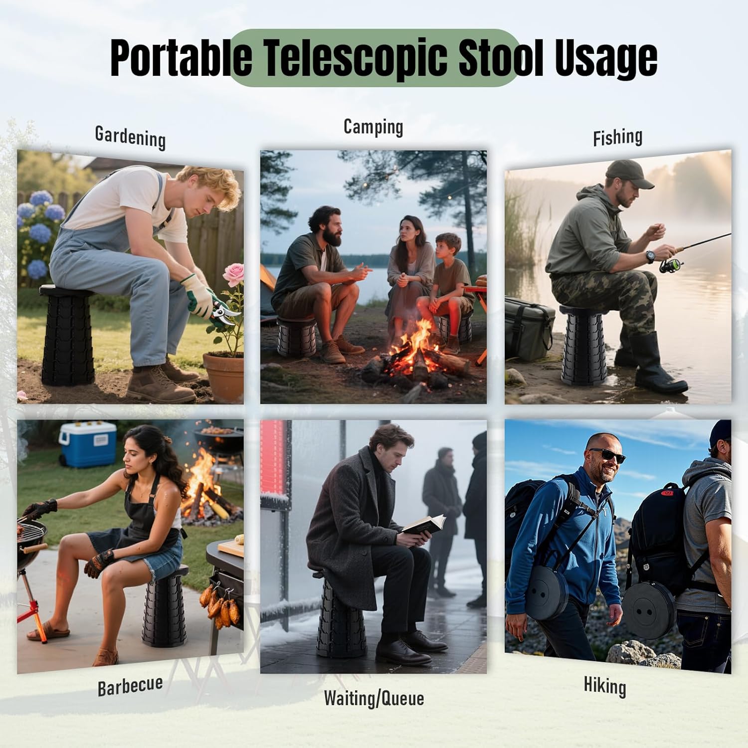 Ultimate Portable Collapsible Stool - Sturdy, Lightweight & Adjustable for Outdoor Adventures and Indoor Comfort