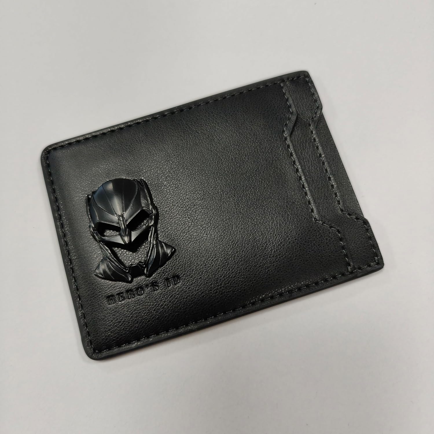 Stylish and Durable RFID Protected Leather Bi-Fold Wallet for Men and Women - Brown with Unique 3D Superhero Mask Design and 2 Card Slots