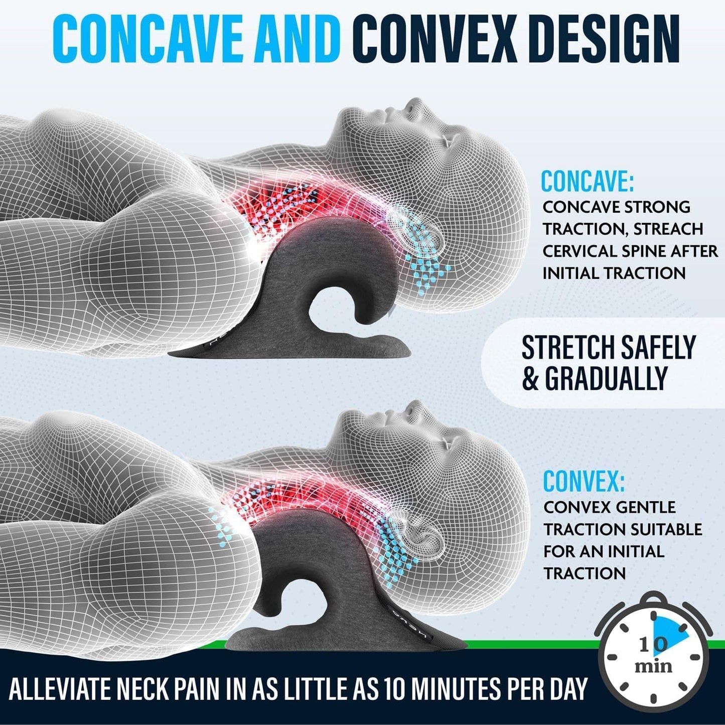 Revolutionary Cervical Traction Device with Cooling Gel and Magnetic Therapy for Ultimate Neck Pain Relief - 8 Massage Nodes and Support Pillows Included