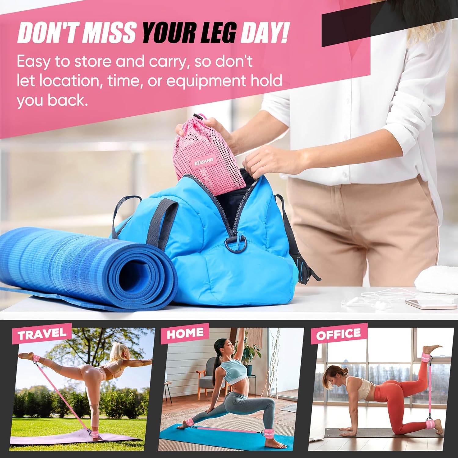 Transform Your Leg and Glute Workouts with KUZARO Ankle Resistance Bands – Your Ultimate Home Gym Companion!
