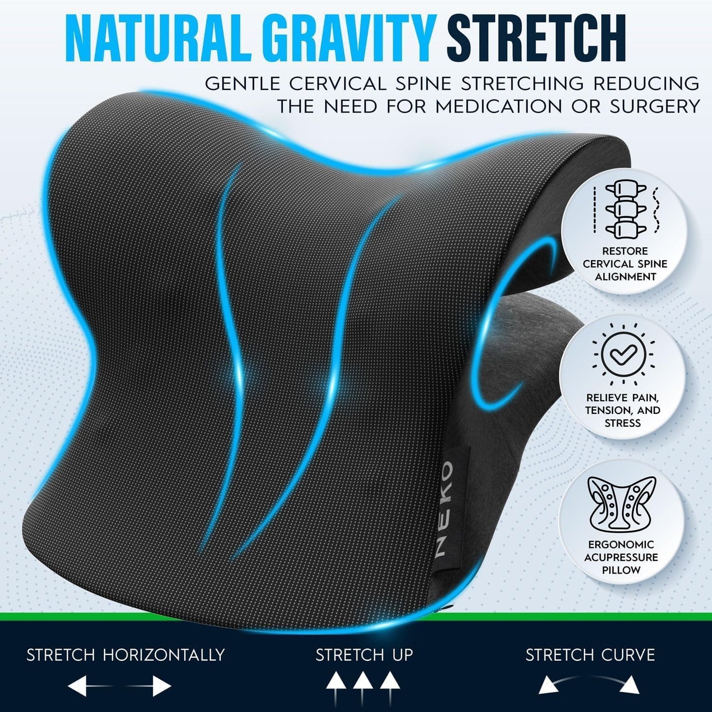 Revolutionary Cervical Traction Device with Cooling Gel and Magnetic Therapy for Ultimate Neck Pain Relief - 8 Massage Nodes and Support Pillows Included