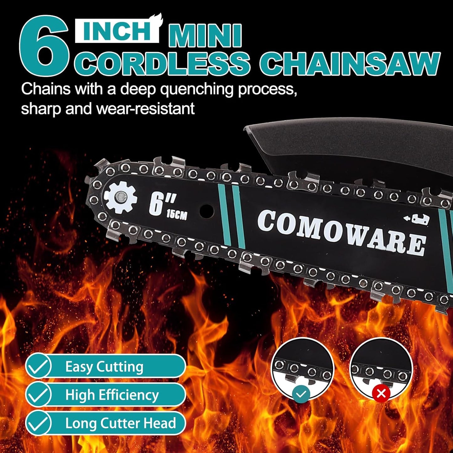 Unleash Your Gardening Potential with the Powerful Cordless Mini Chainsaw - Effortless 6-Inch Cutting with 2 Long-Lasting Batteries for All Your Outdoor Projects!