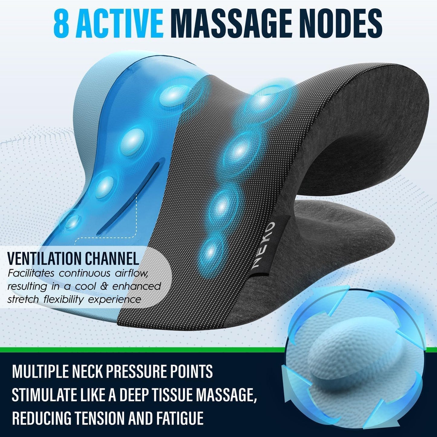 Revolutionary Cervical Traction Device with Cooling Gel and Magnetic Therapy for Ultimate Neck Pain Relief - 8 Massage Nodes and Support Pillows Included